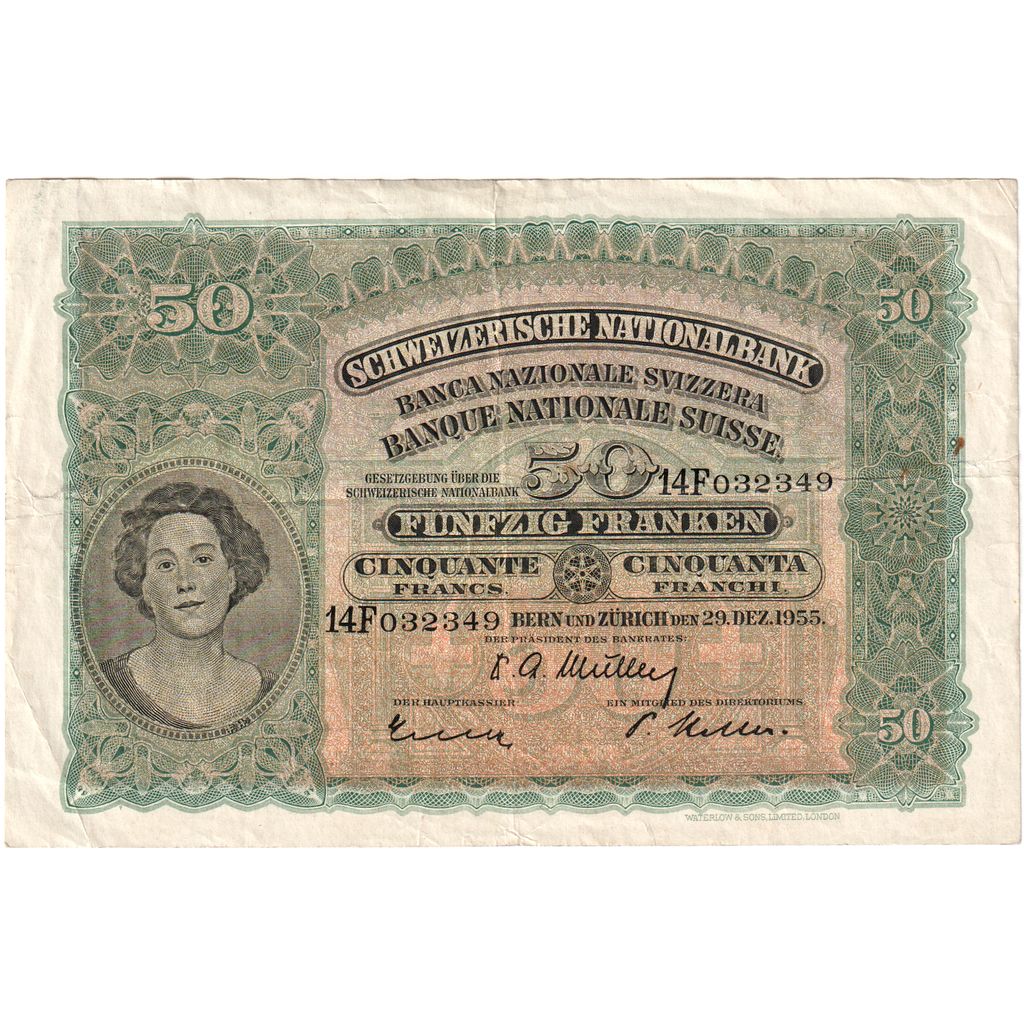 Switzerland, 50 Franken, 1955-12-29, EF(40-45)
