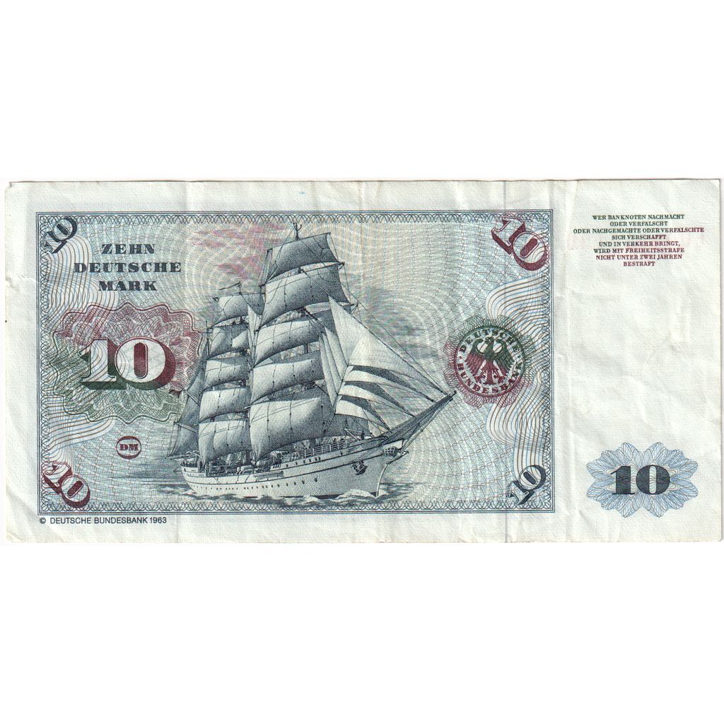 Federal Republic of Germany, 10 Deutsche Mark, 1980-01-02, EF(40-45)