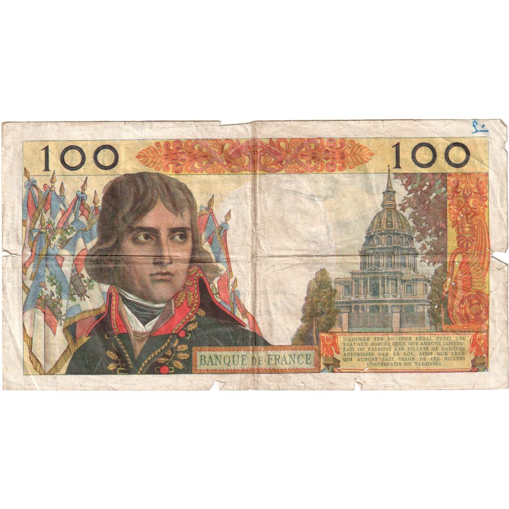 France, 100 Nouveaux Francs, Bonaparte, 1962-10-04, Y.195, VF(20-25)