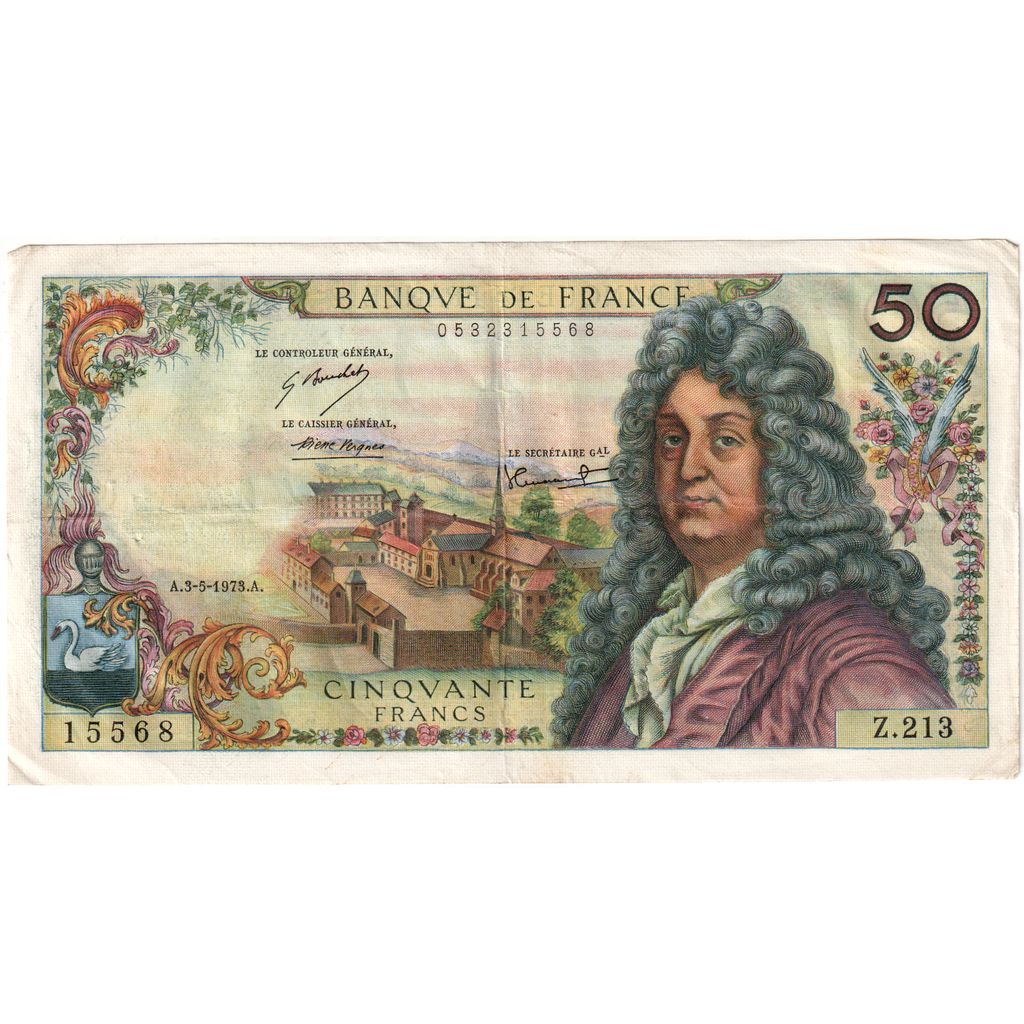 França, 50 Francs, Racine, 1973-05-03, Z.213, VF(30-35)