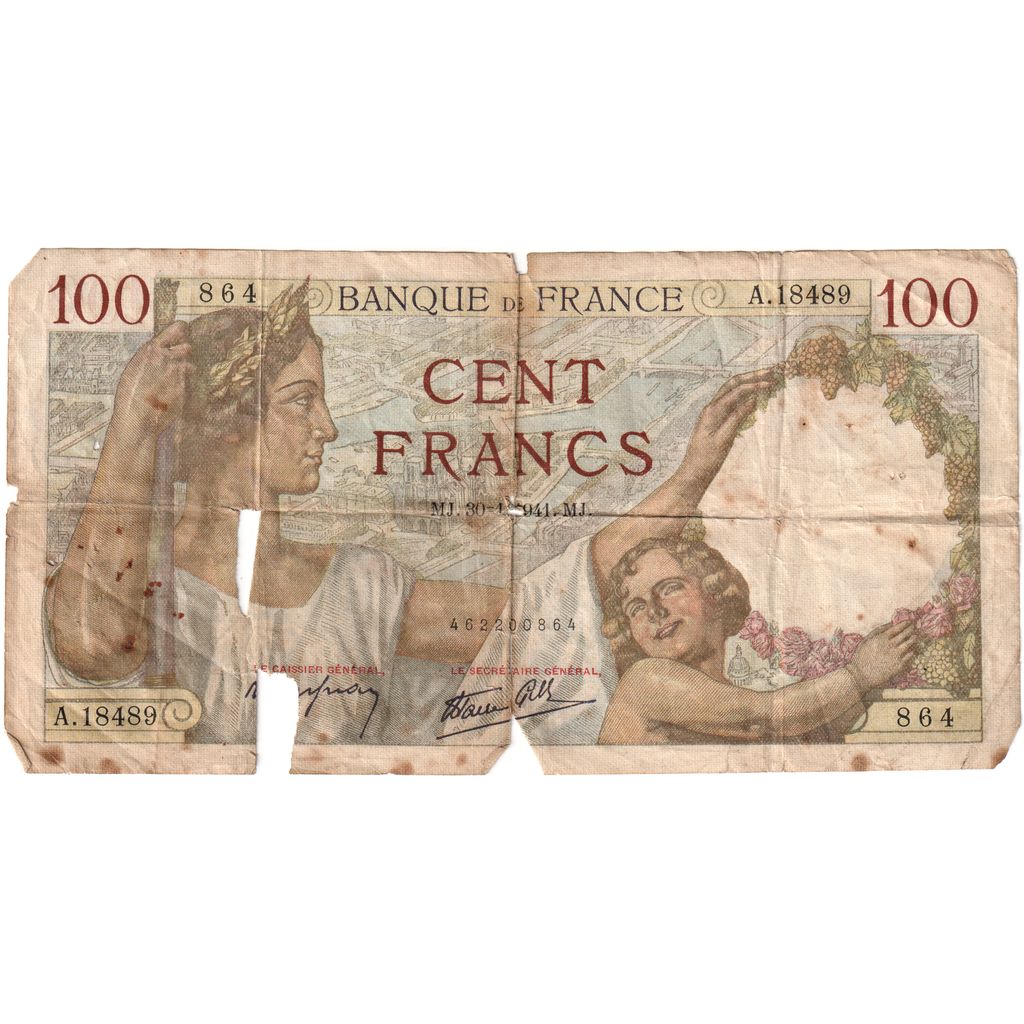 Frankreich, 100 Francs, Sully, 1941-01-30, A.19489, SGE