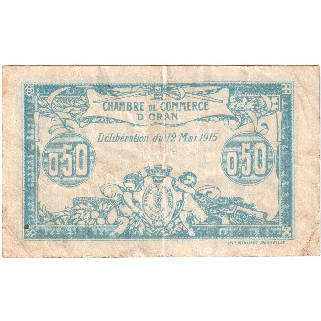 Algeria, 50 Centimes, 1915-05-12, AU(55-58)
