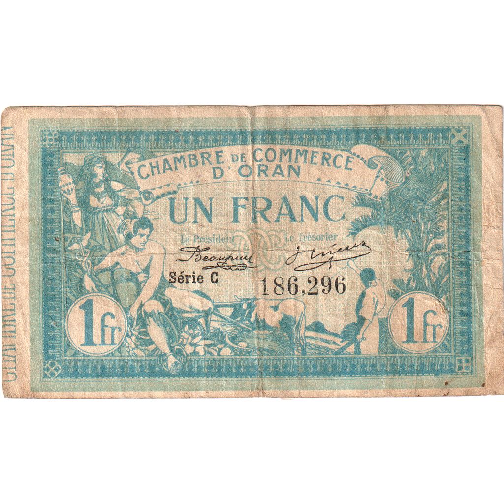 Algeria, 1 Franc, 1915-05-12, EF(40-45)