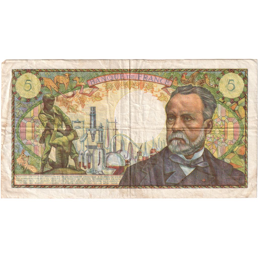 France, 5 Francs, Pasteur, 1968-04-04, Y.77, F(12-15)