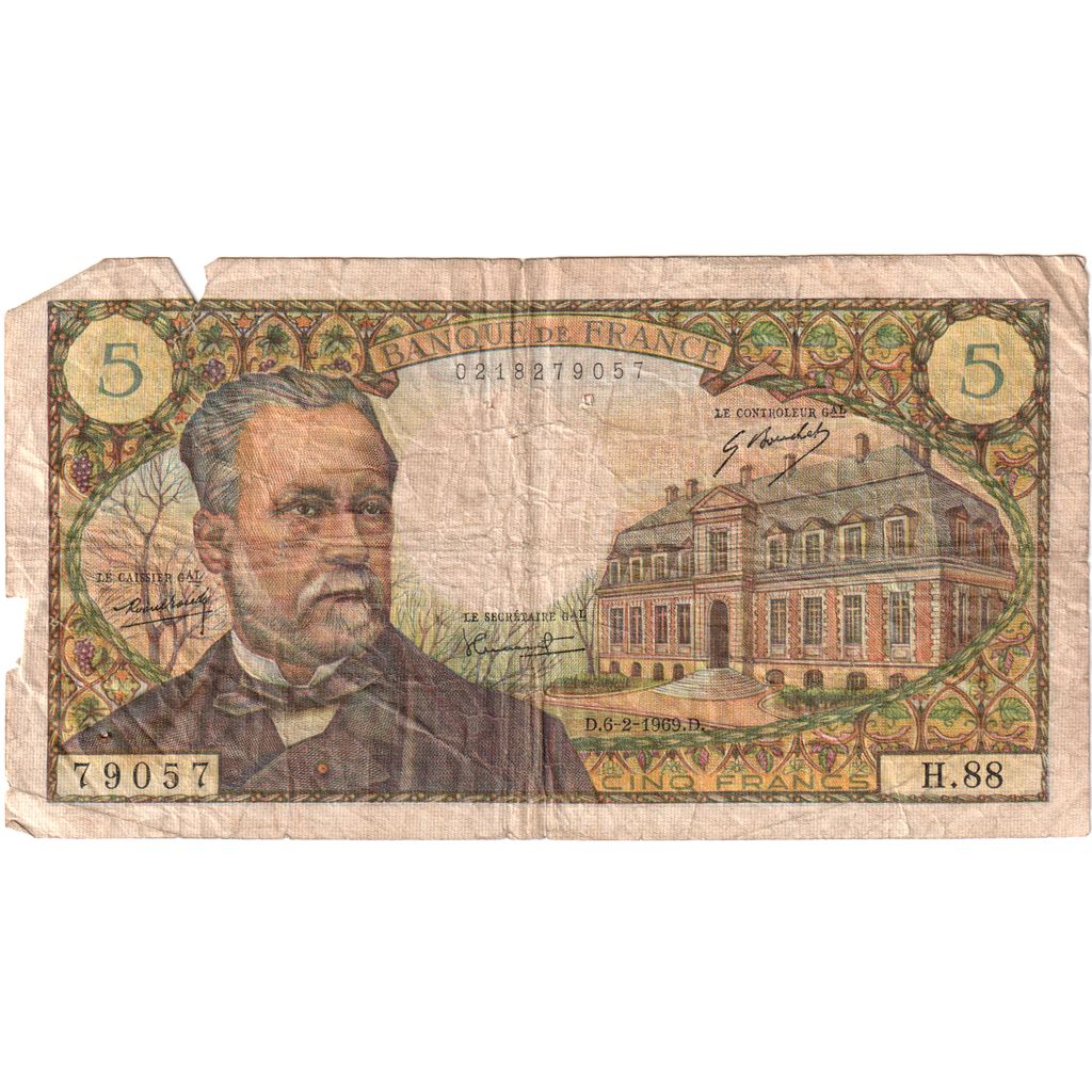 Frankrijk, 5 Francs, Pasteur, 1969-02-06, H.88, TB