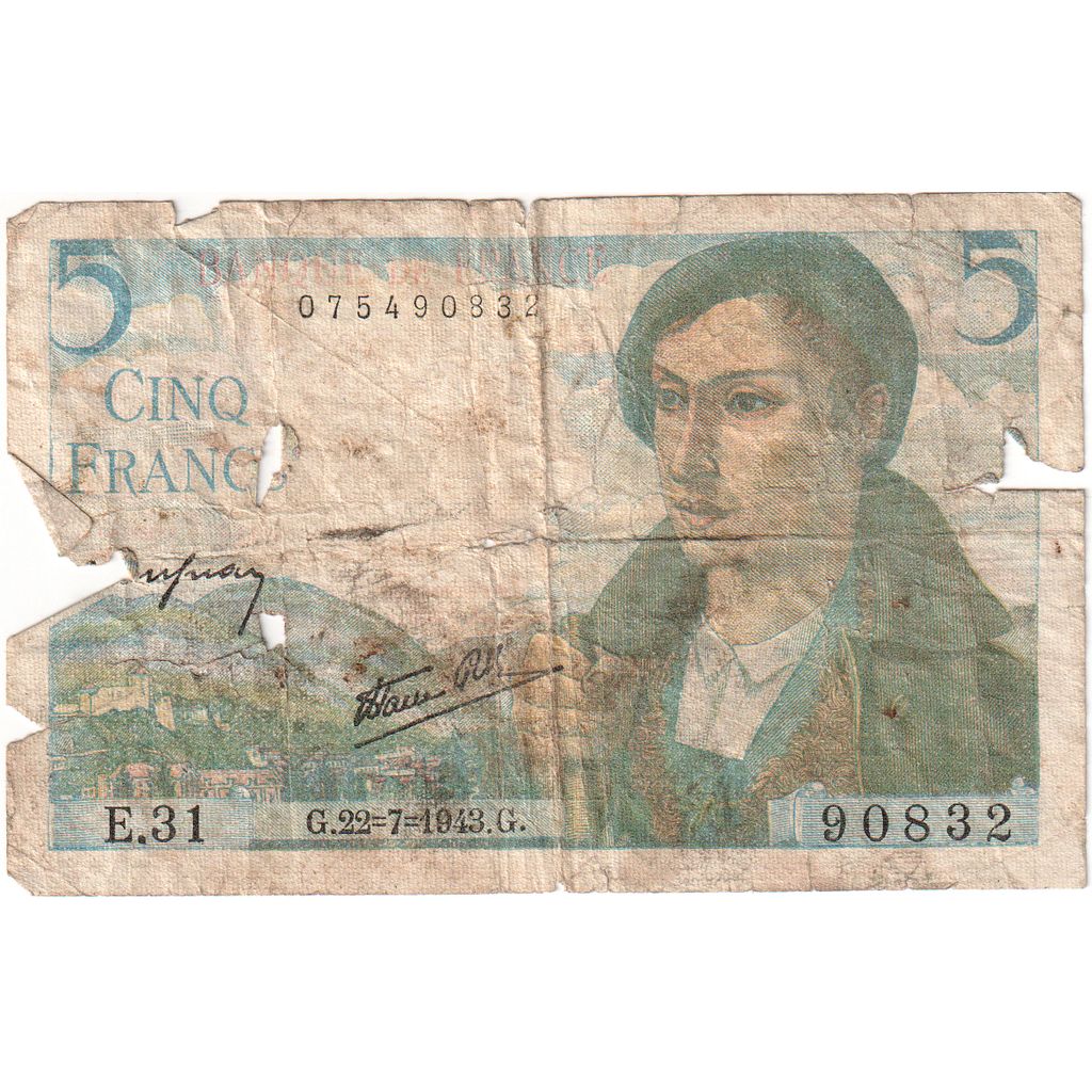 Frankreich, 5 Francs, Berger, 1943-07-22, E.31, SGE