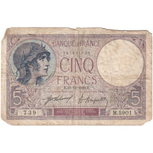 France, 5 Francs, Violet, 1920-12-21, M.5901, VF(20-25)