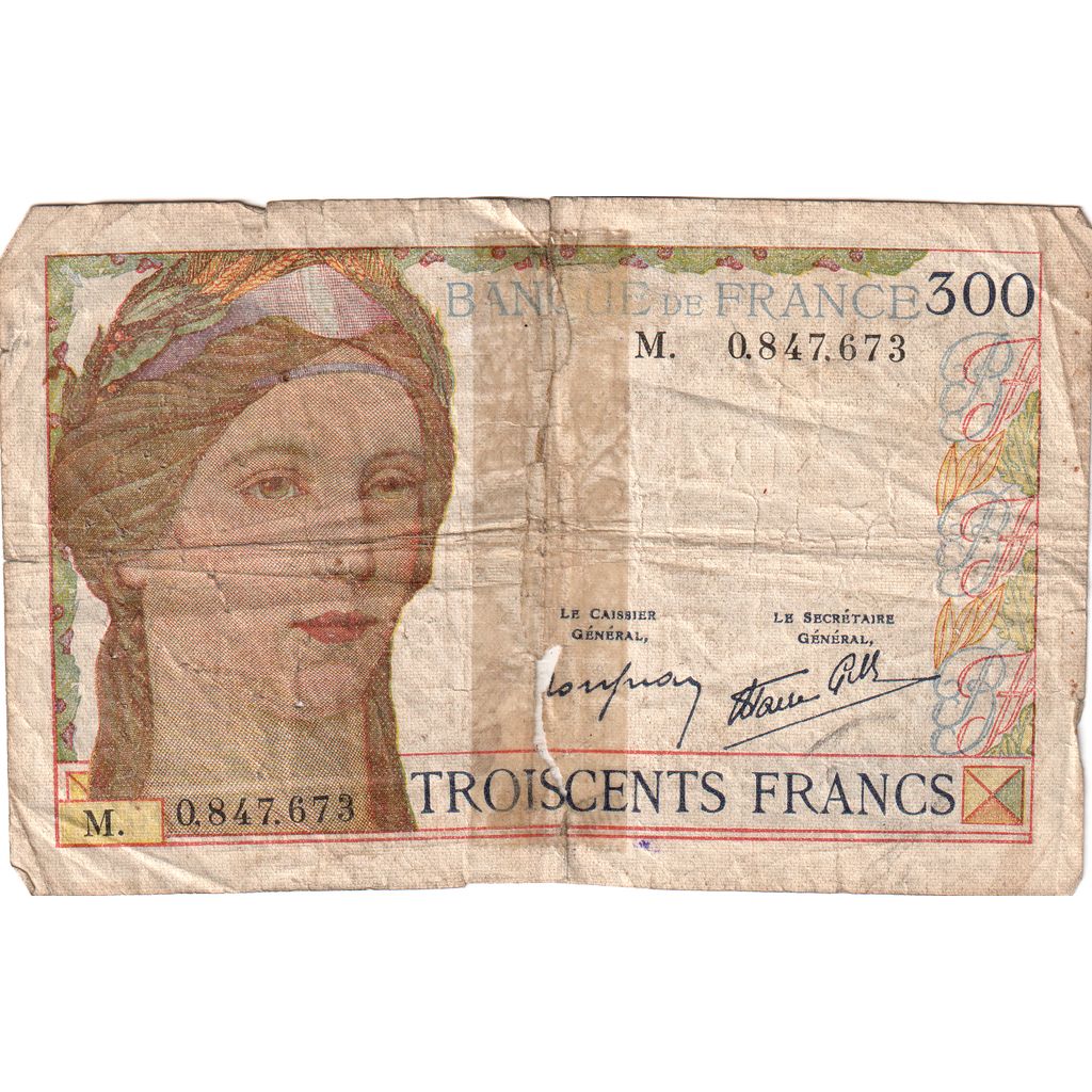 Francja, 300 Francs, Serveau, 1939-02-09, M, VG(8-10)