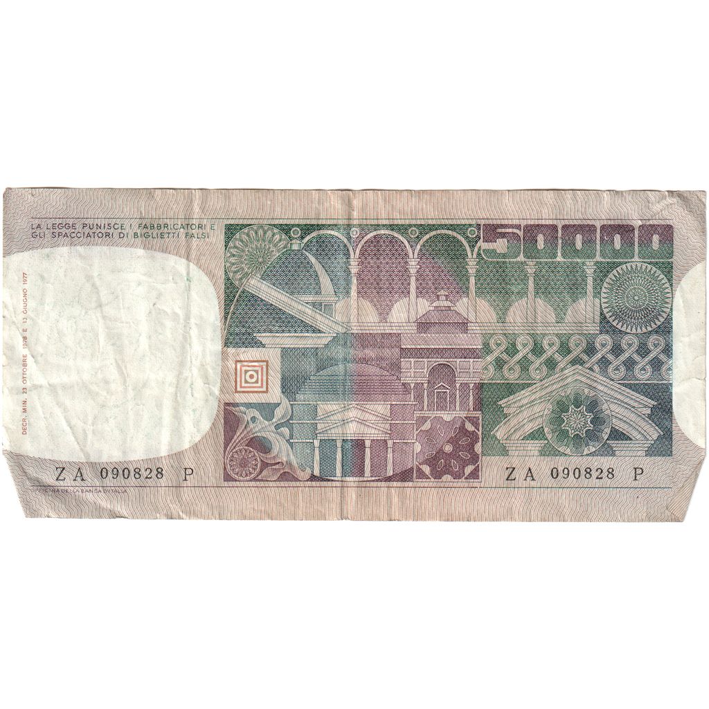 Italy, 50,000 Lire, 1977-10-23, VF(20-25)