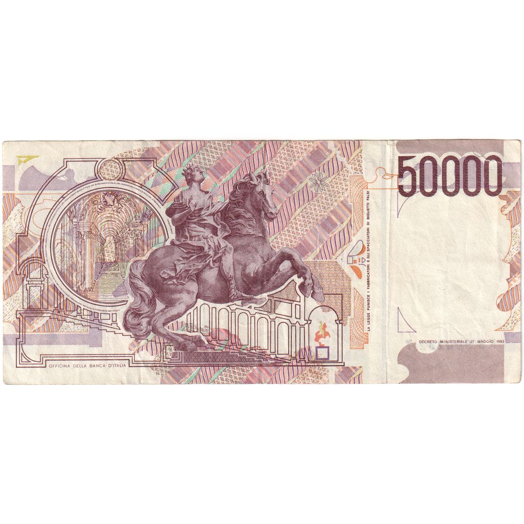 Italy, 50,000 Lire, 1992-05-21, VF(30-35)
