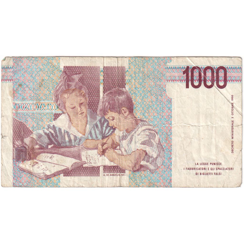 Itália, 1000 Lire, 1990-10-03, AU(55-58)