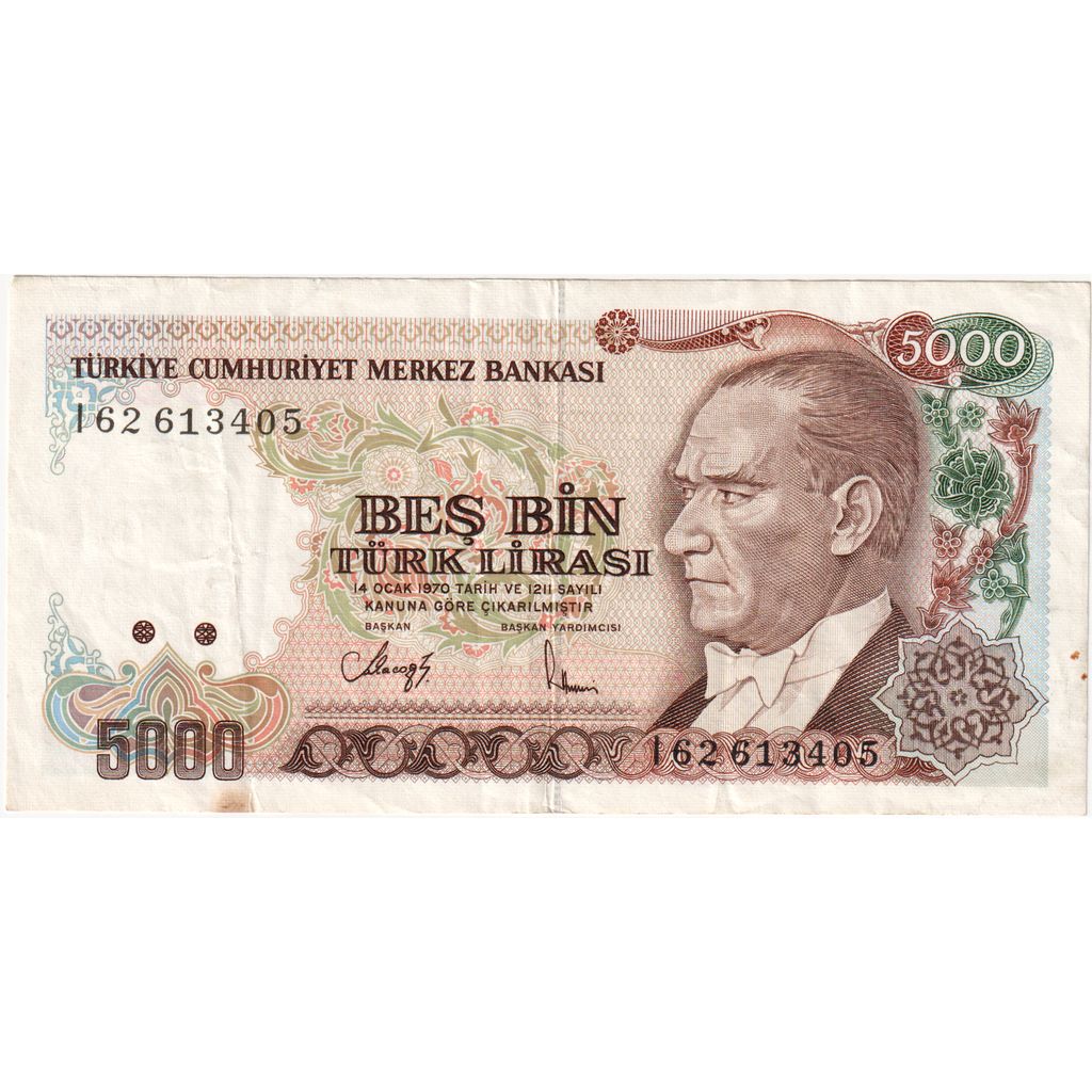 Turcja, 5000 Lira, 1990, EF(40-45)