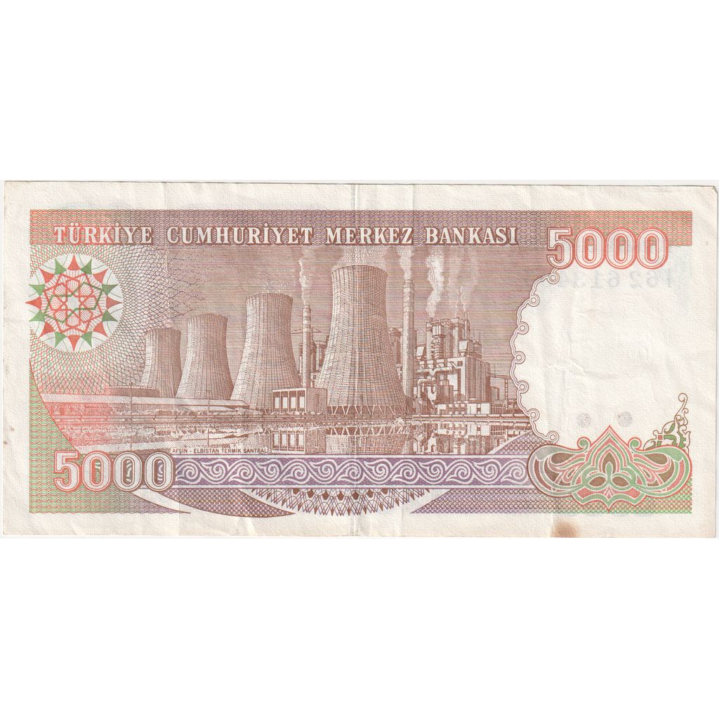 Turcja, 5000 Lira, 1990, EF(40-45)