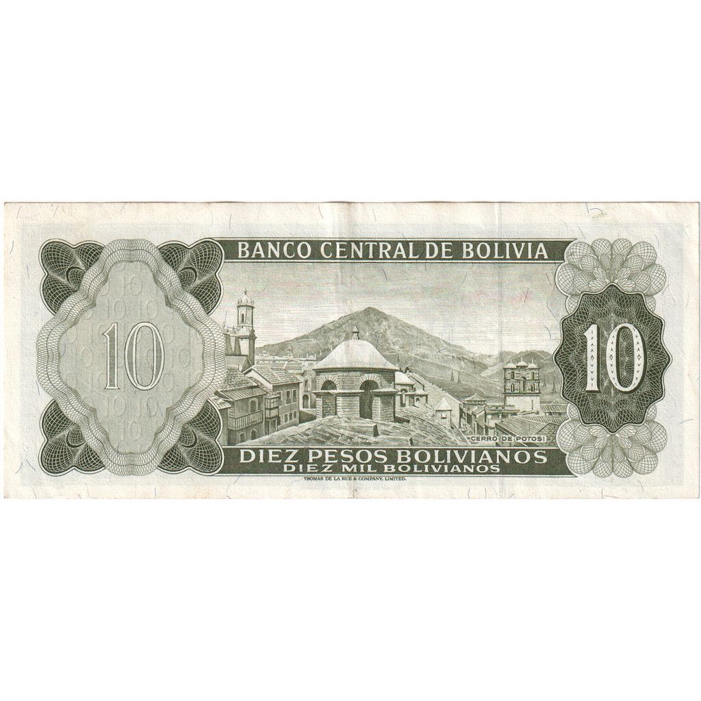 Bolívia, 10 Pesos Bolivianos, 1962-07-13, UNC(63)