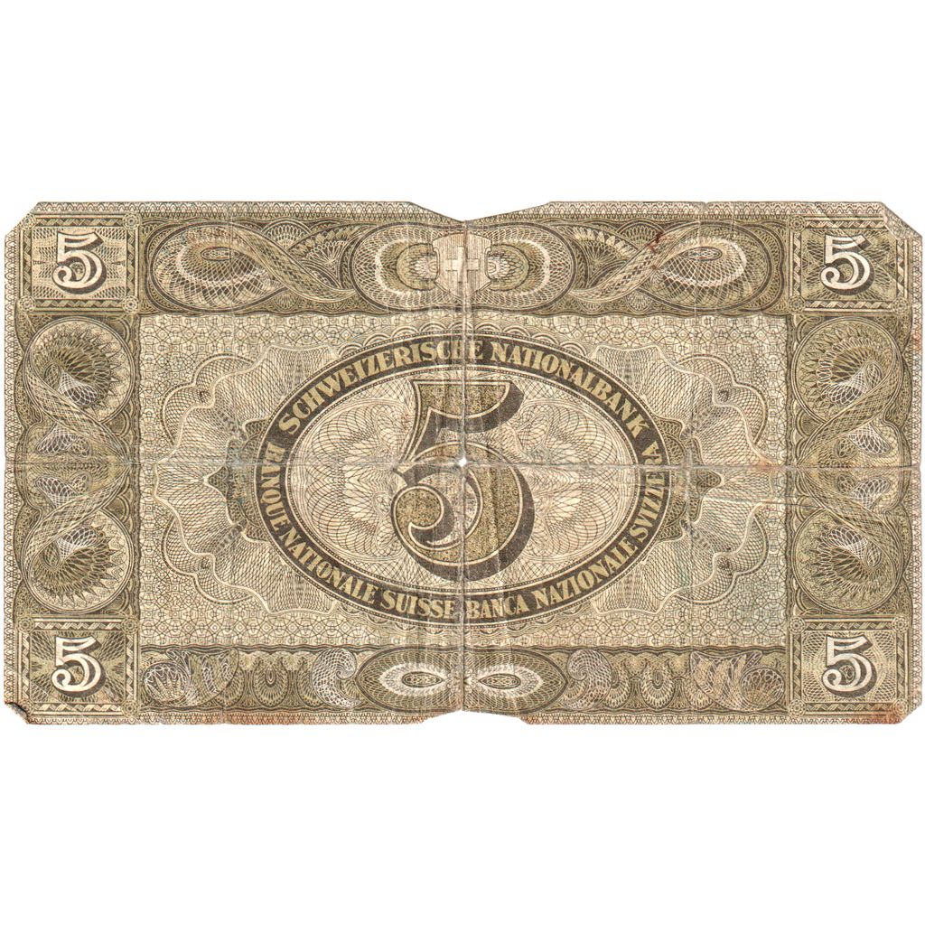 Switzerland, 5 Franken, 1947-10-16, VF(20-25)