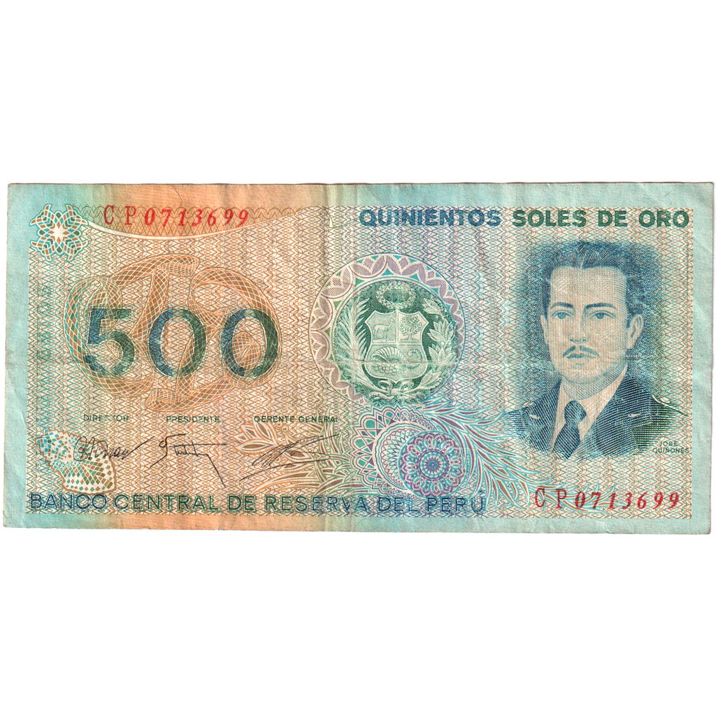 Nota, Peru, 500 Soles De Oro, KM:115, VF(20-25)