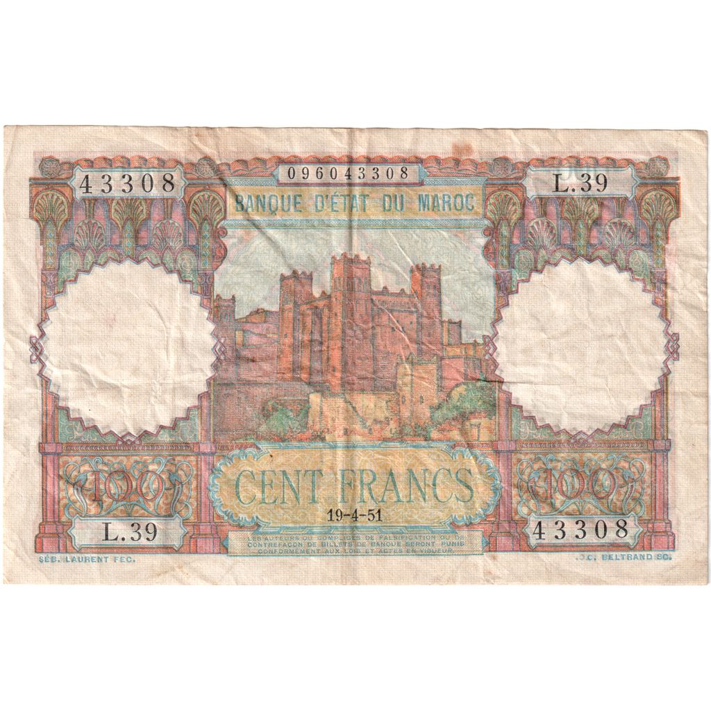 Marocco, 100 Francs, 1951-04-19, BB