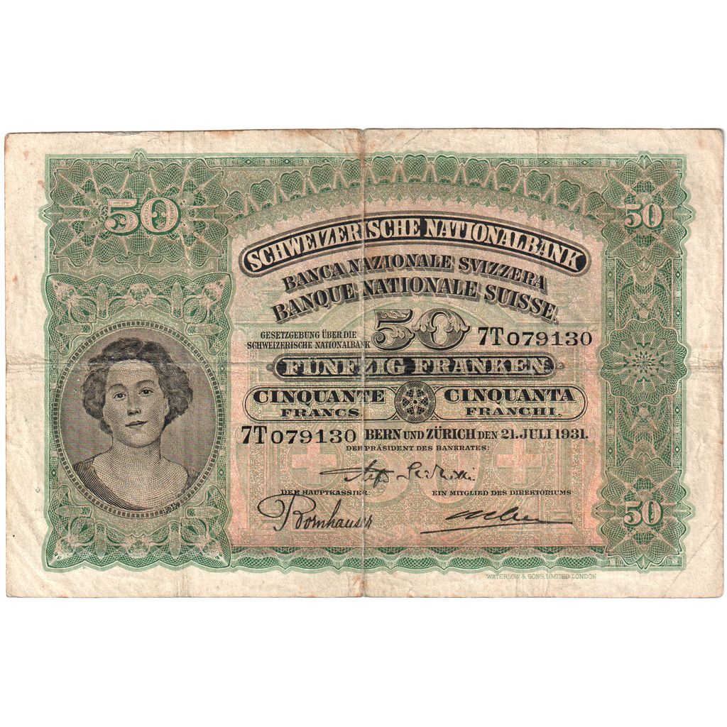 Switzerland, 50 Franken, 1930-09-16, VF(20-25)