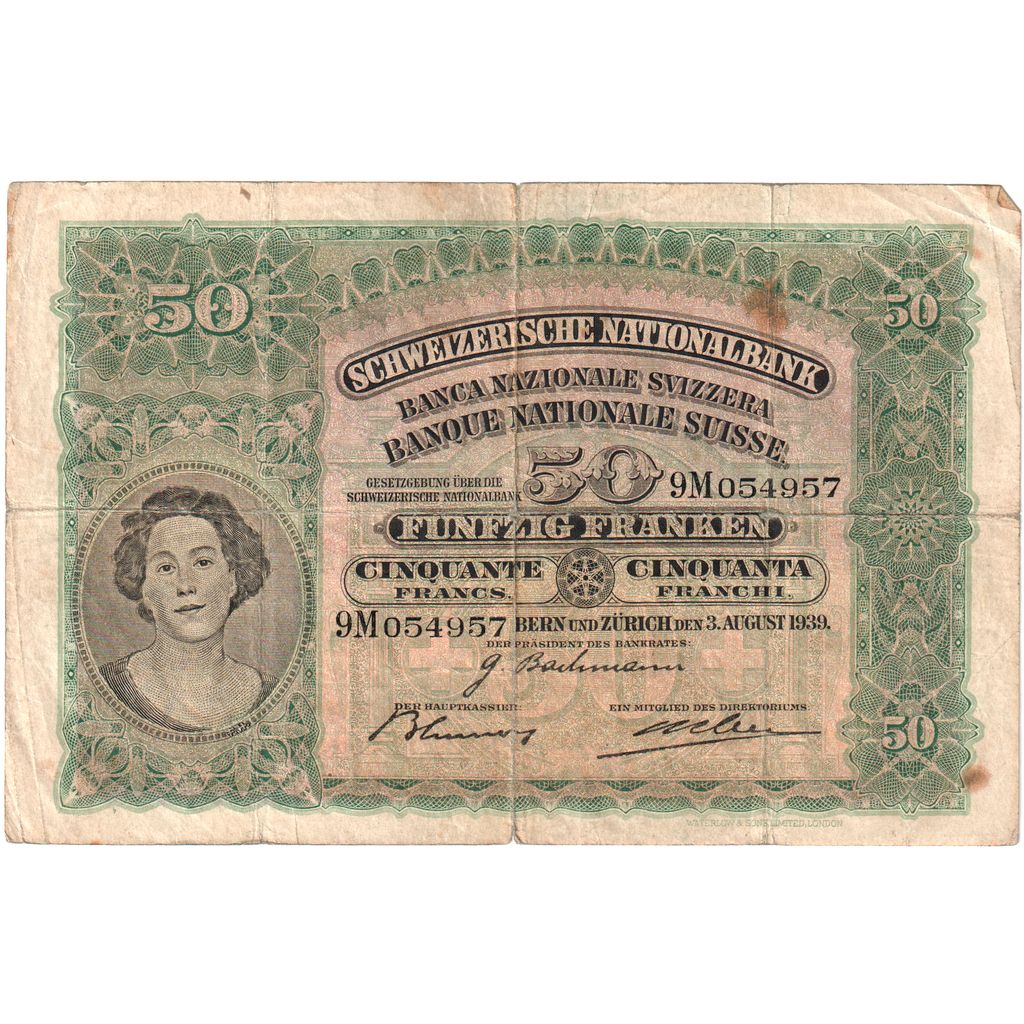 Switzerland, 50 Franken, 1939-03-17, VF(20-25)