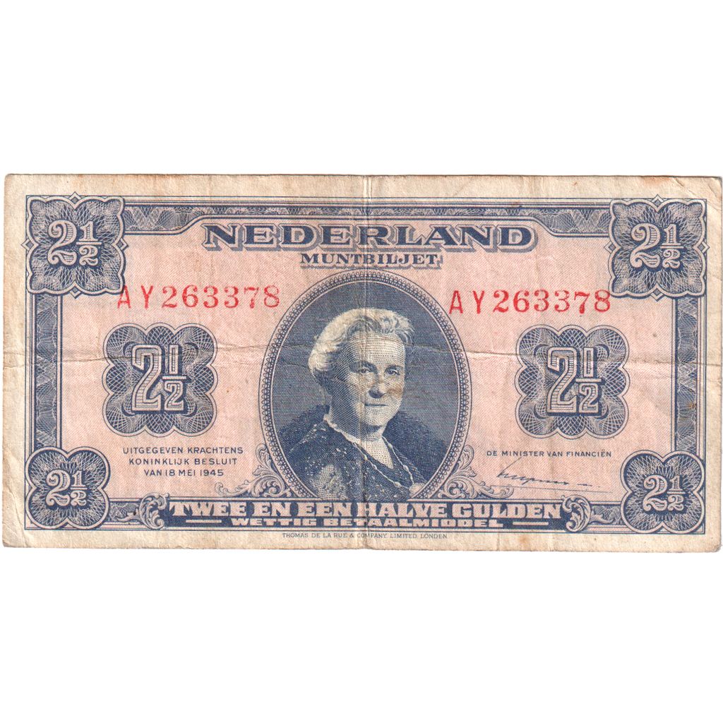 Paesi Bassi, 2 1/2 Gulden, 1945-05-18, BB+