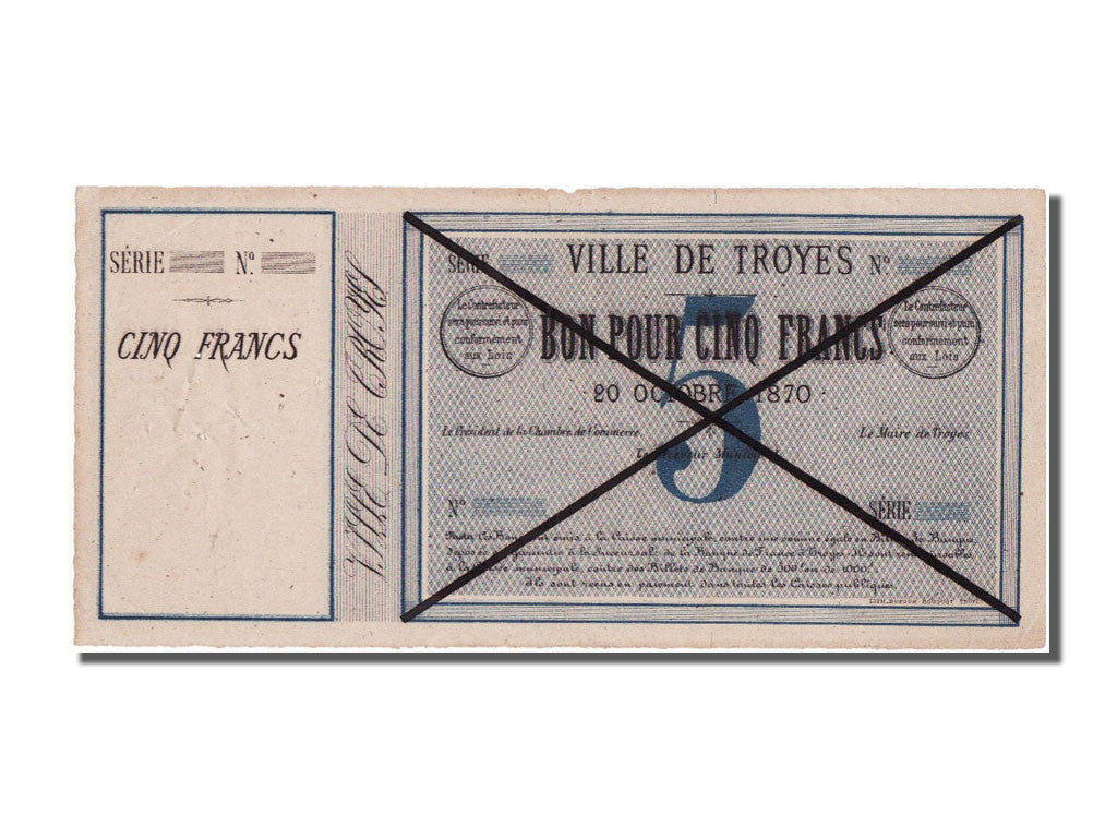 Geldschein, Frankreich, 5 Francs, 1870, SGE