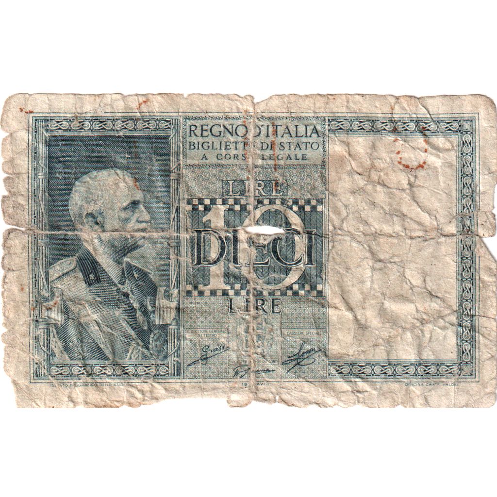 Italy, 10 Lire, VG(8-10)