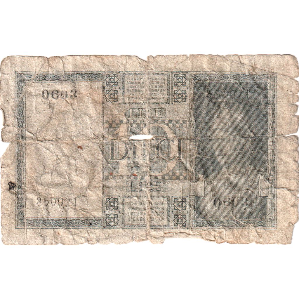 Italy, 10 Lire, VG(8-10)