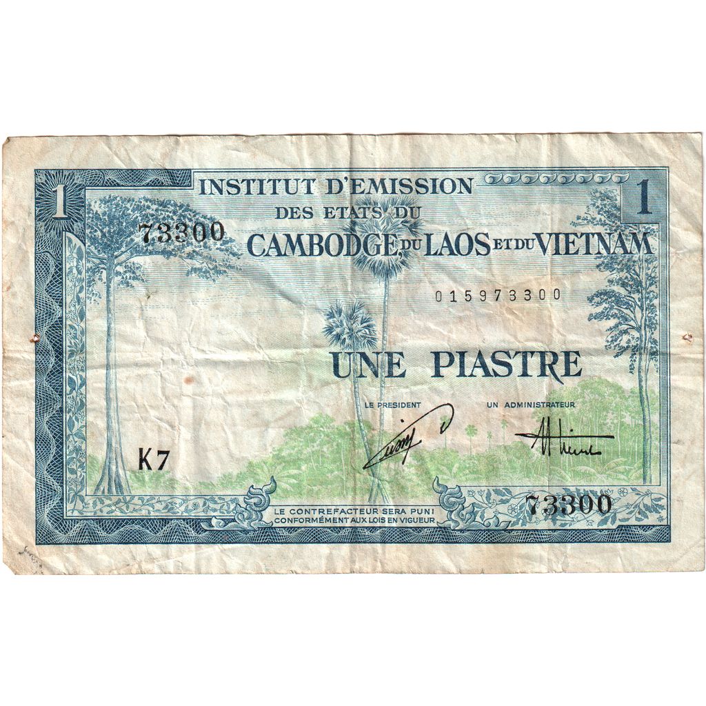 Indochina Francesa, 1 Piastre = 1 Riel, F(12-15)