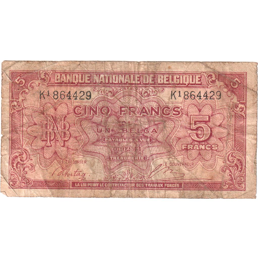 Belgien, 5 Francs-1 Belga, 1943-02-01, SGE+