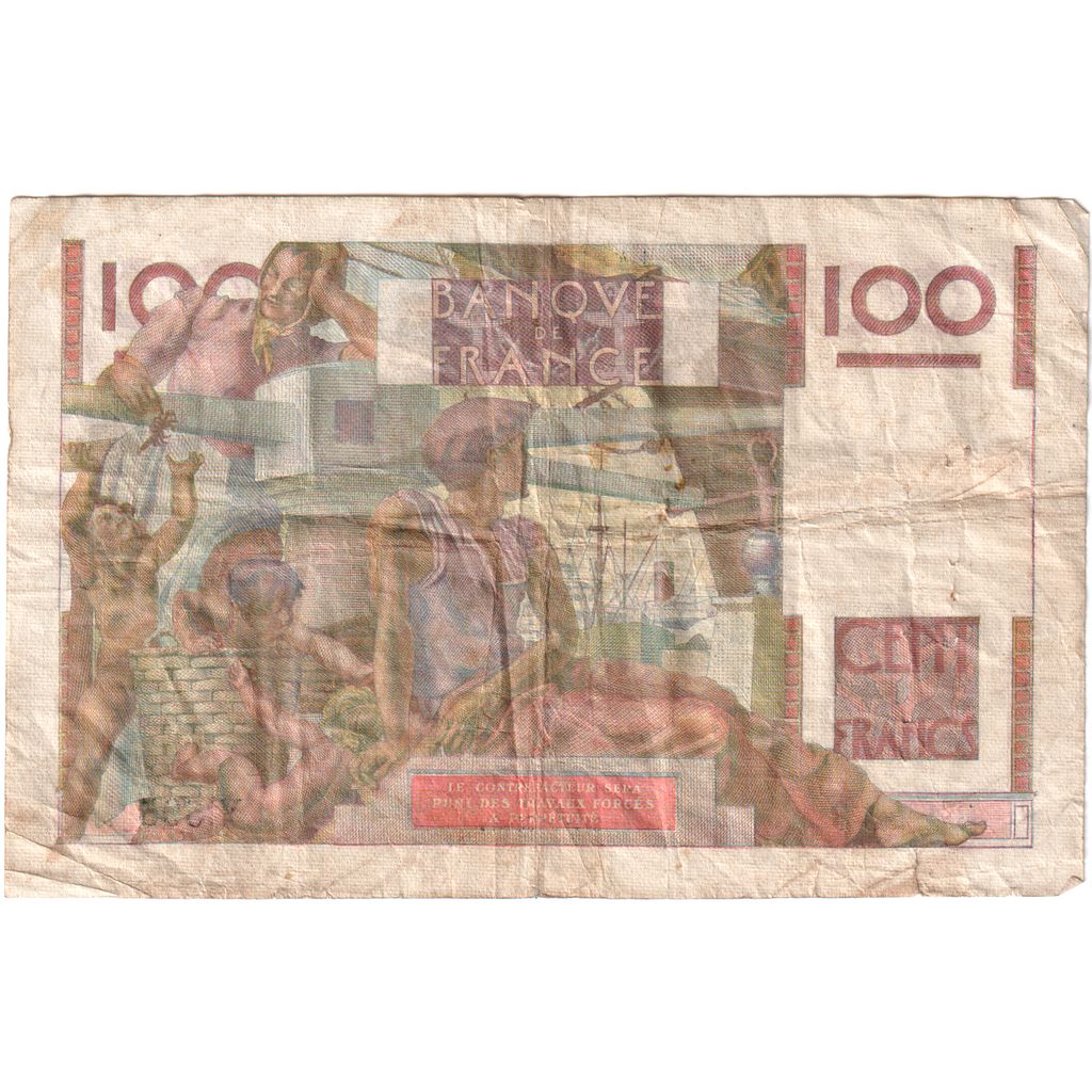 França, 100 Francs, Jeune Paysan, 1954-04-01, Y.595, VF(20-25)