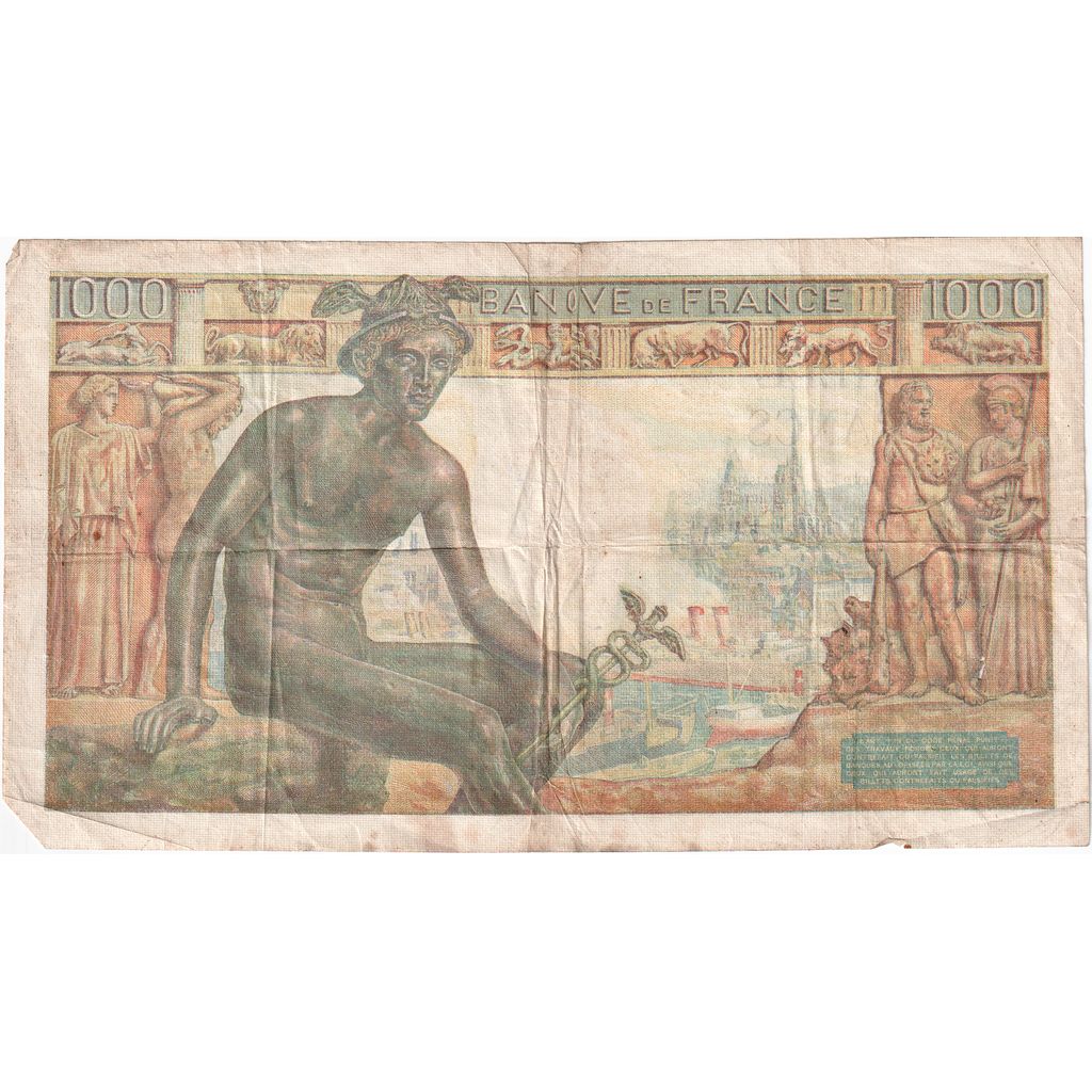 França, 1000 Francs, Déesse Déméter, 1942-12-23, L.2414, VF(20-25)