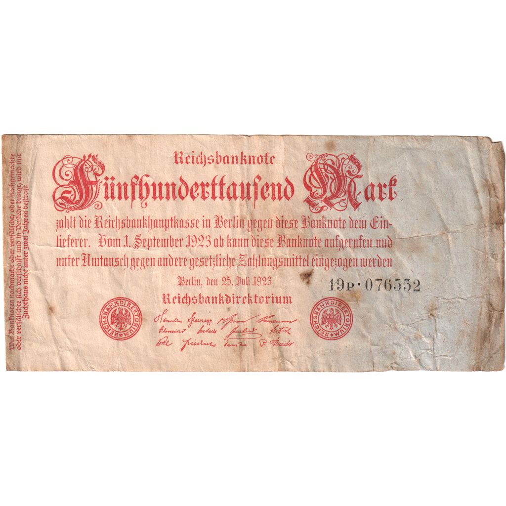 Niemcy, 500,000 Mark, 1923-07-25, EF(40-45)