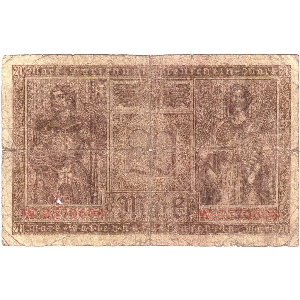 Alemanha, 20 Mark, 1918-02-21, VG(8-10)