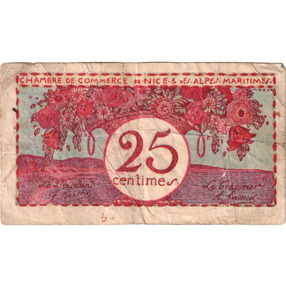 Francia, Nice, 25 Centimes, MB, Pirot:91-19
