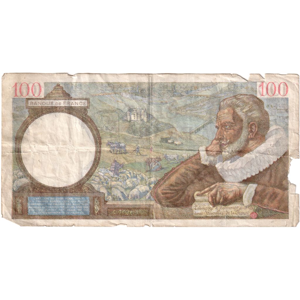 França, 100 Francs, Sully, 1940-12-19, B.17726, F(12-15)