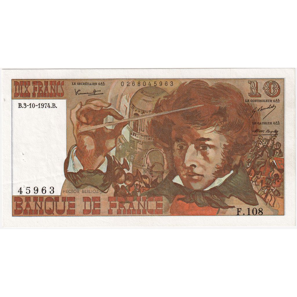 Francia, 10 Francs, Berlioz, 1974-10-03, 45963, BB