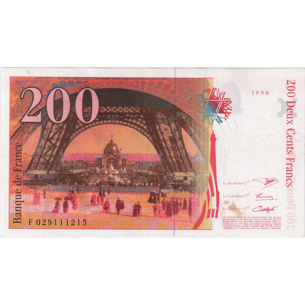 France, 200 Francs, F 029111215, EF(40-45)