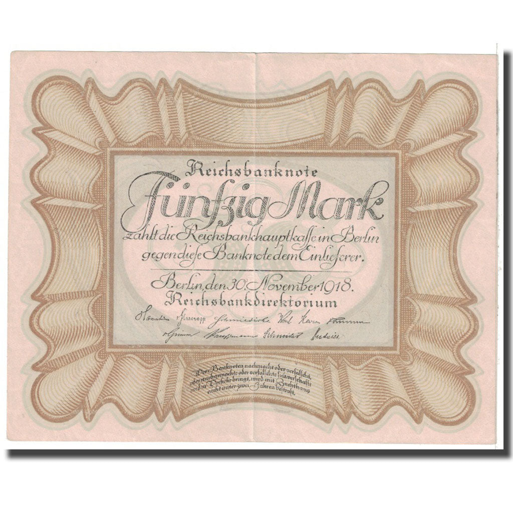 Banknote, Germany, 50 Mark, 1918, 1918-11-30, KM:65, AU(55-58)