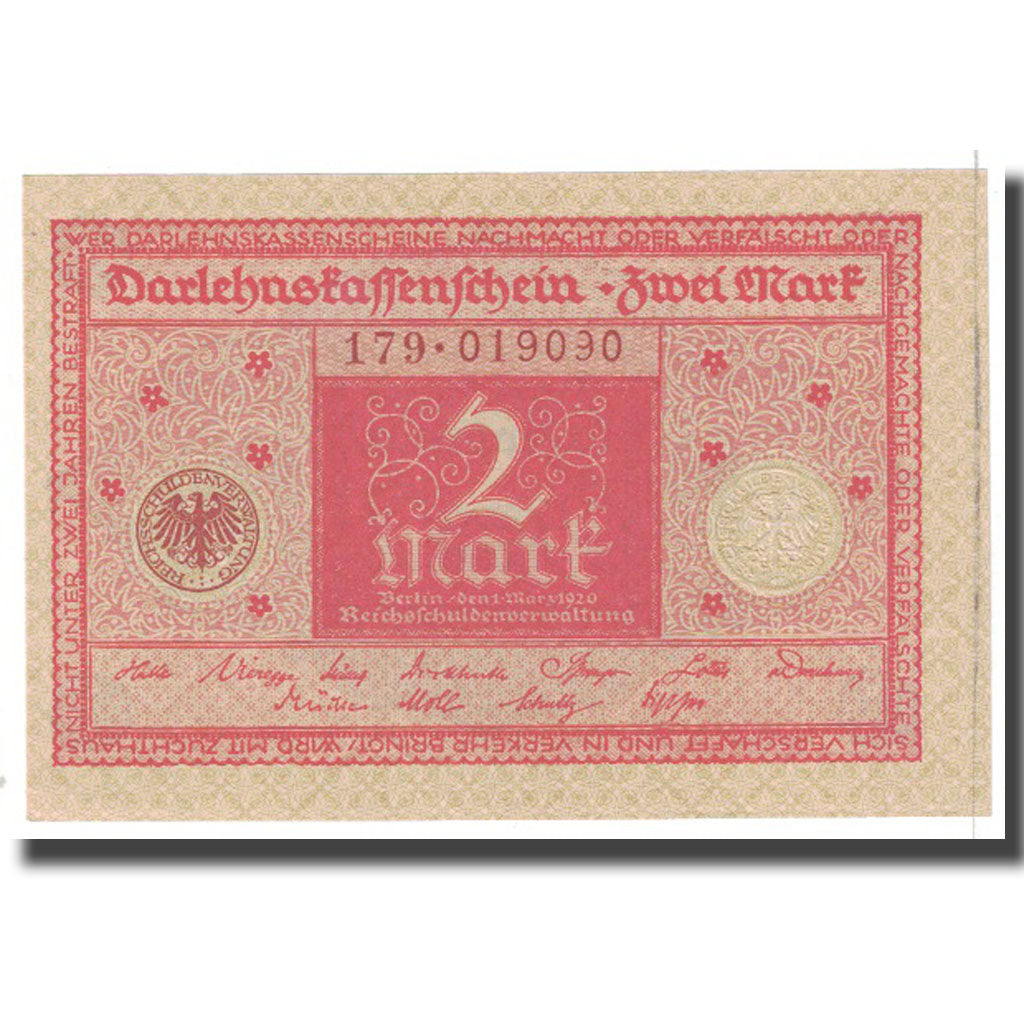 Nota, Alemanha, 2 Mark, 1920, 1920-03-01, KM:59, UNC(65-70)