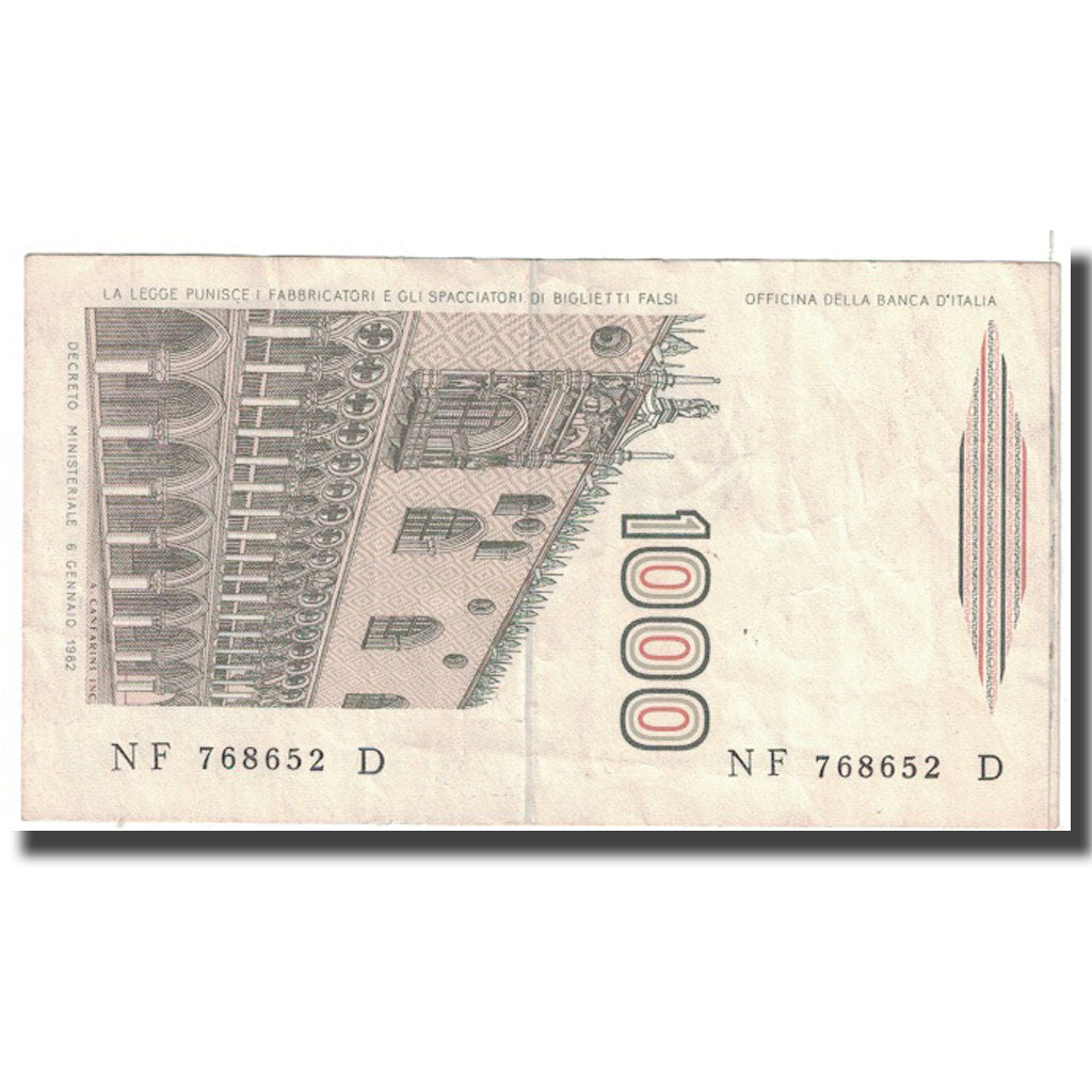 Billete, 1000 Lire, 1982, Italia, 1982-06-01, KM:109b, MBC