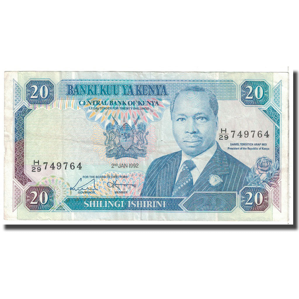 Banknote, Kenya, 20 Shillings, 1992, 1992-01-02, KM:25e, EF(40-45)