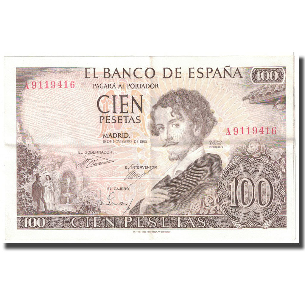 Billete, 100 Pesetas, 1965, España, 1965-11-19, KM:150, EBC