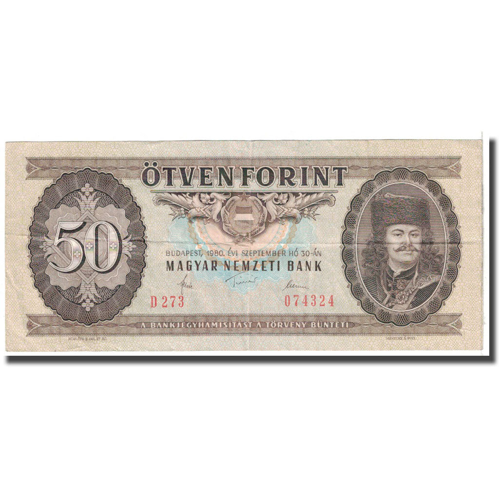 Banknote, Hungary, 50 Forint, 1980, 1980-09-30, KM:170d, EF(40-45)