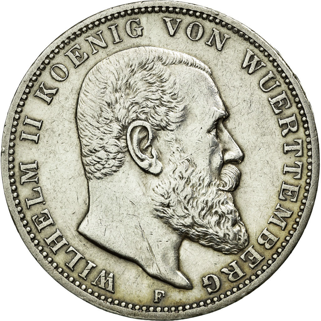 Coin, German States, WURTTEMBERG, Wilhelm II, 3 Mark, 1912, Freudenstadt
