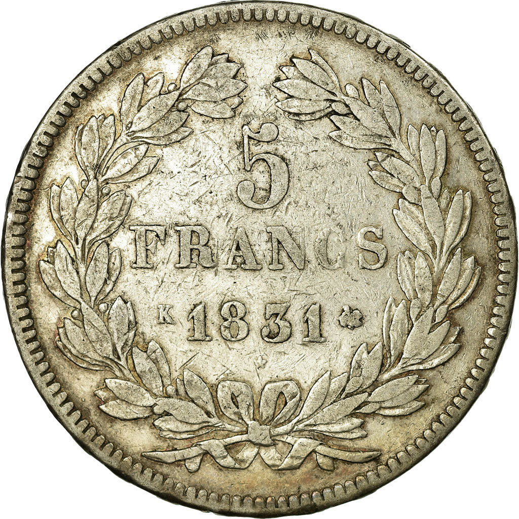 Coin, France, Louis-Philippe, 5 Francs, 1831, Bordeaux, EF(40-45), Silver