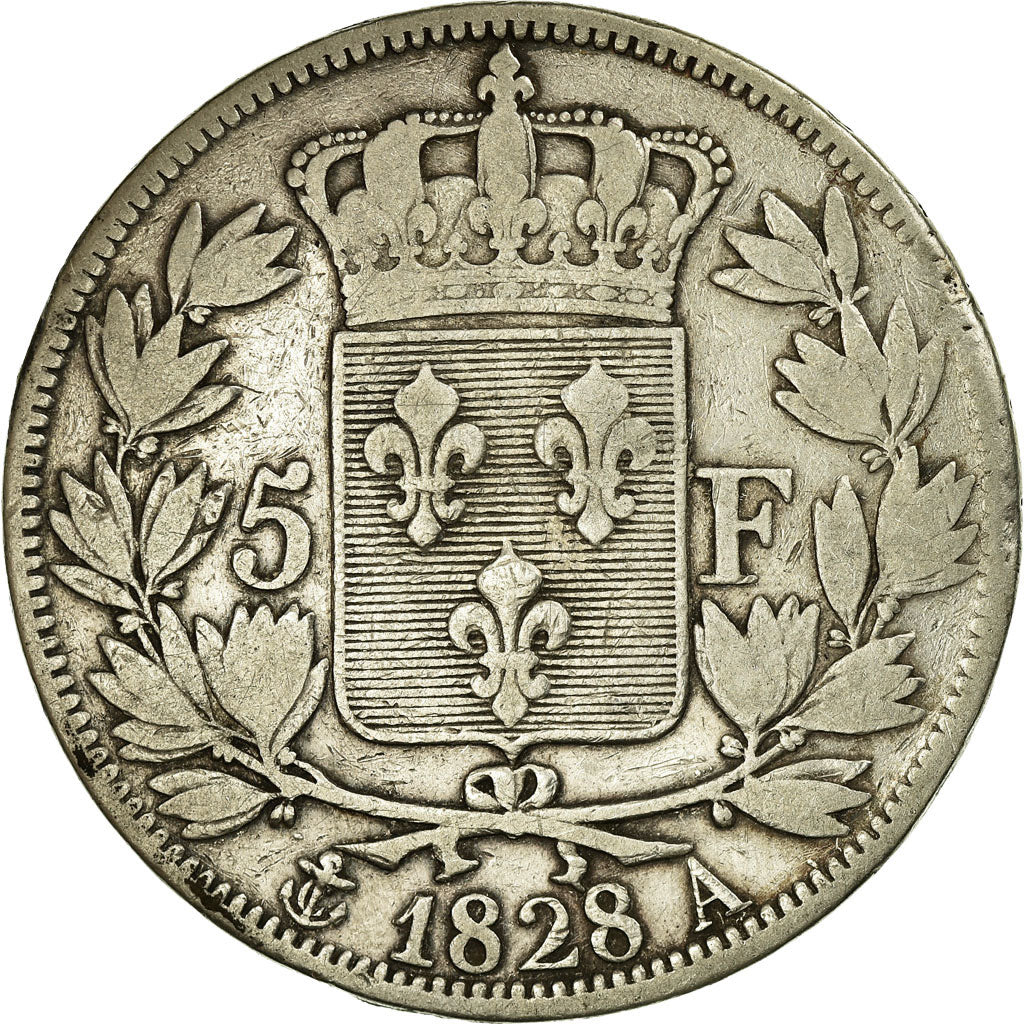 Coin, France, Charles X, 5 Francs, 1828, Paris, VF(30-35), Silver, Gadoury:644