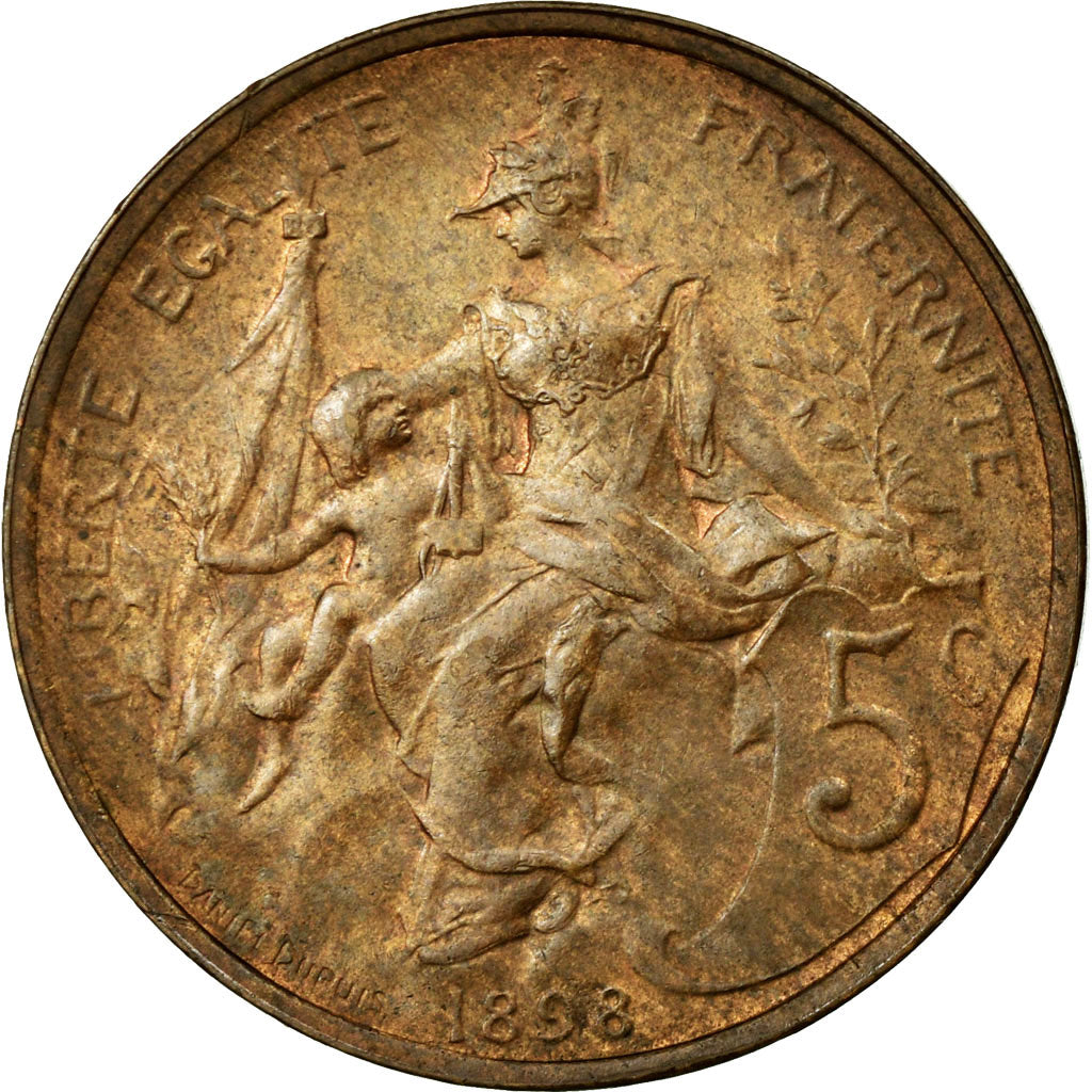 Moneta, Francja, Dupuis, 5 Centimes, 1898, Paris, MS(60-62), Bronze, Gadoury:165