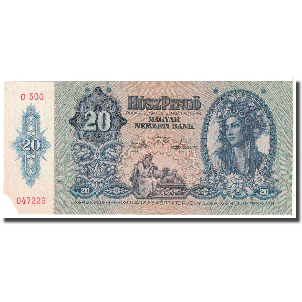 Banknot, Węgry, 20 Pengö, 1941, 1941-01-15, KM:109, VF(20-25)