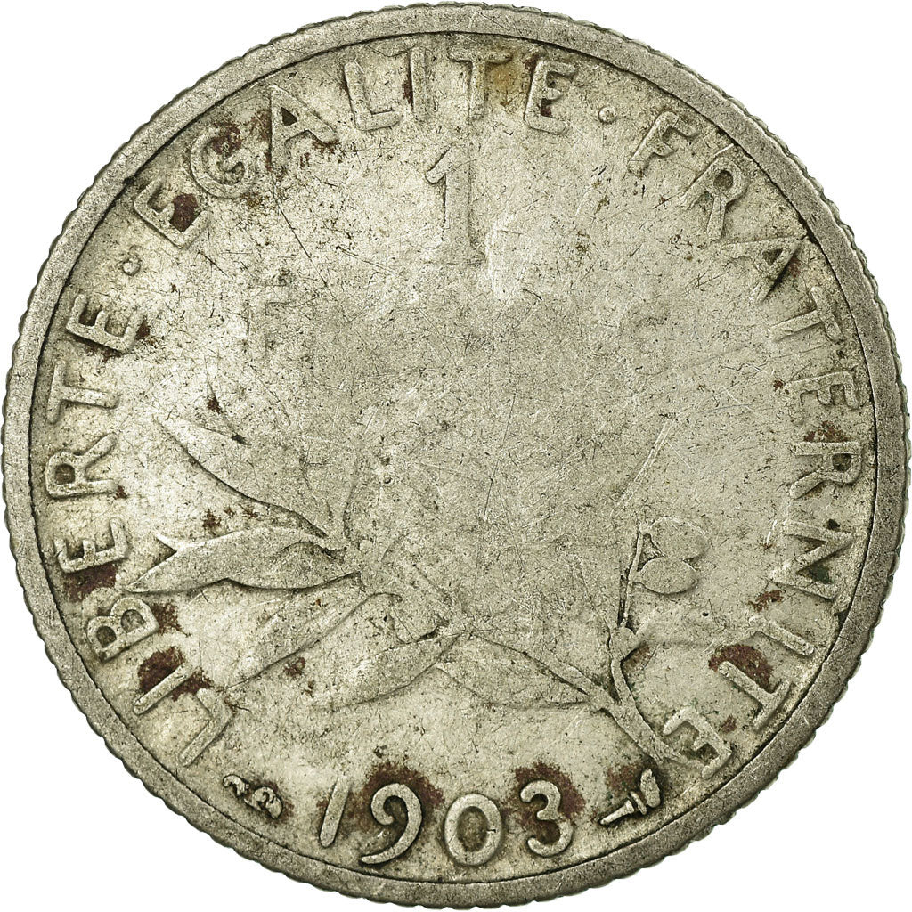 Monnaie, France, Semeuse, Franc, 1903, B+, Argent, Gadoury:467