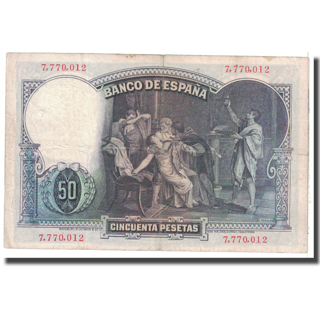 Biljet, Spanje, 50 Pesetas, 1931, 1931-04-25, KM:82, TTB